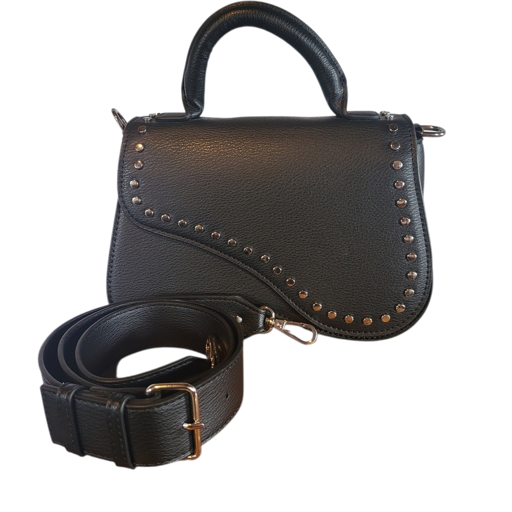 BCBGeneration Black Stud-Trim Top Handle Crossbody
